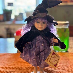 RARE Porcelain Witch with Purple Hair - Certificate from "Collector's Choice"